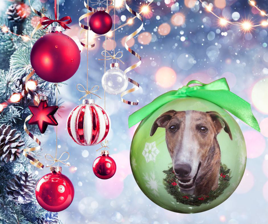 Brindle Greyhound Christmas Ball Ornament 3 Pack - One Size / Light Green Ornaments Old Glory   
