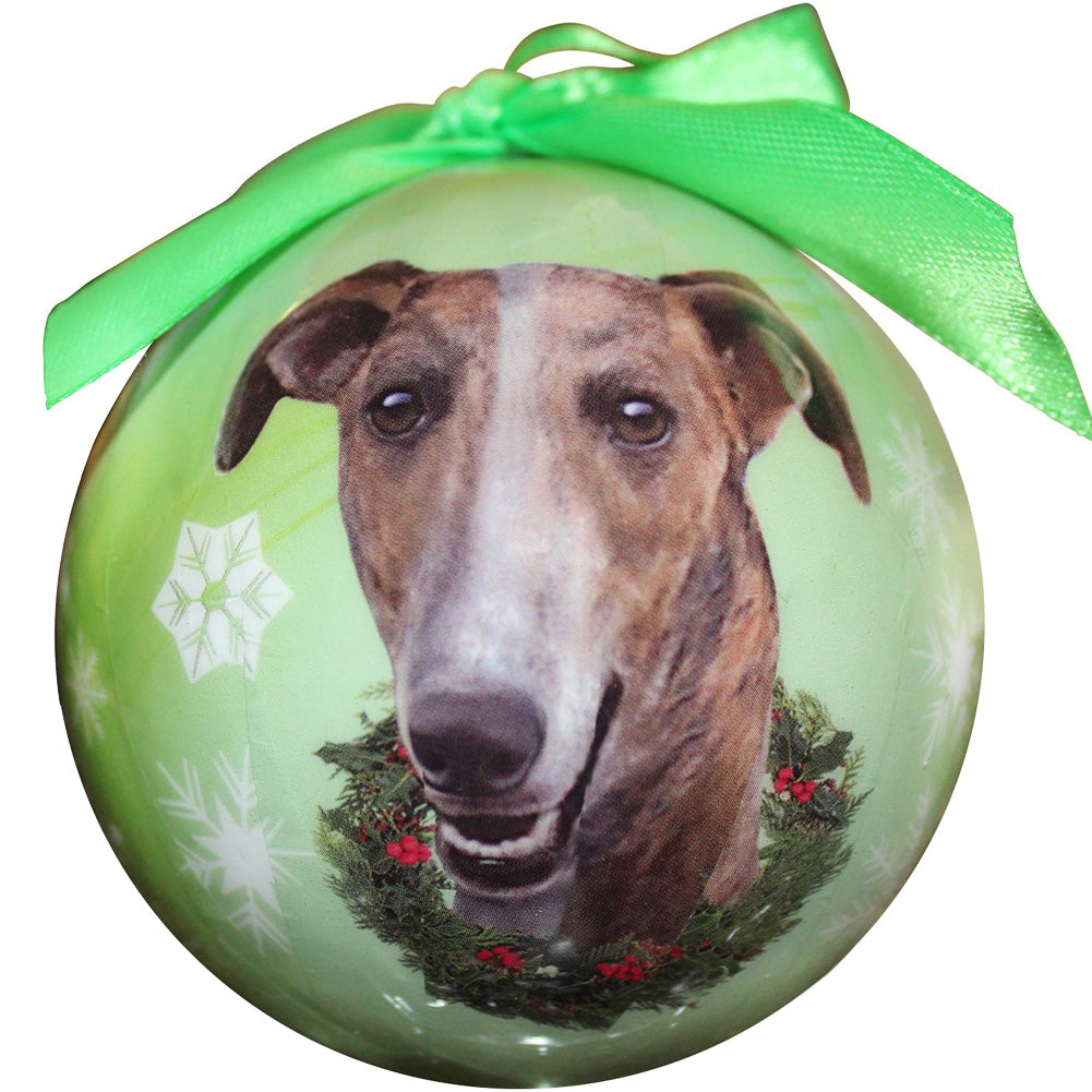 Brindle Greyhound Christmas Ball Ornament 3 Pack - One Size / Light Green Ornaments Old Glory   