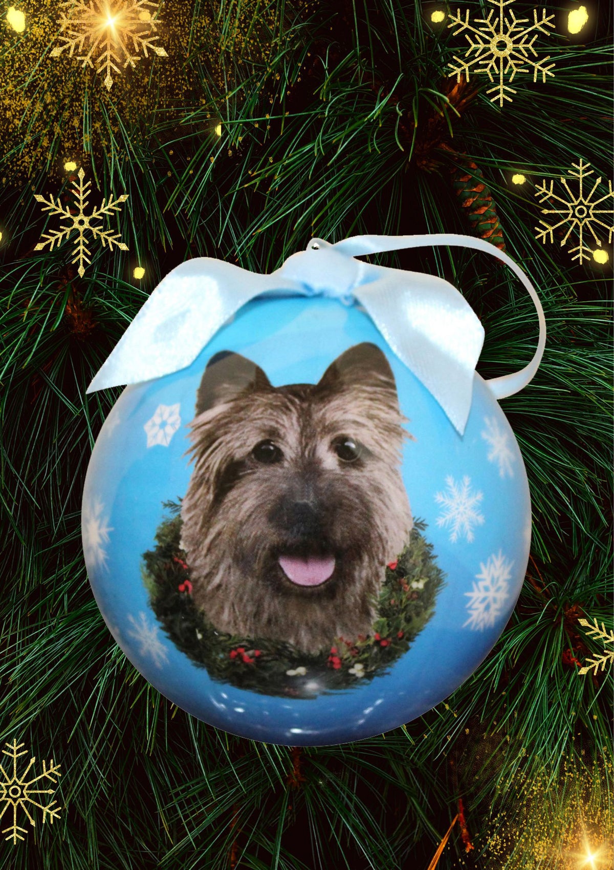 Cairn Terrier Christmas Ball Ornament 3 Pack - One Size / Light Blue Ornaments Old Glory   