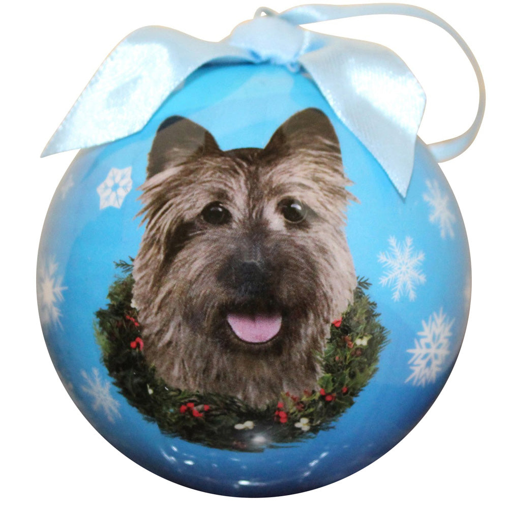 Cairn Terrier Christmas Ball Ornament 3 Pack - One Size / Light Blue Ornaments Old Glory   
