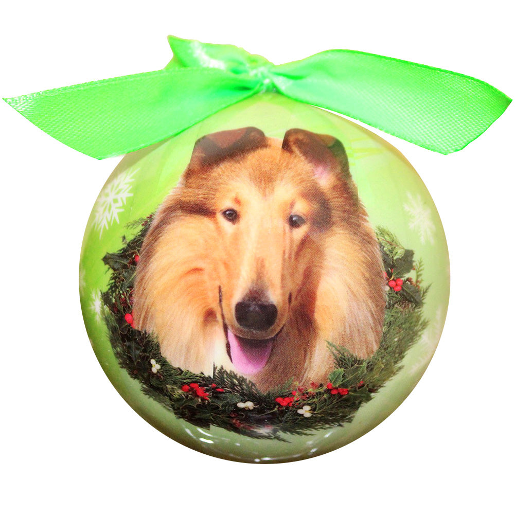 Collie Christmas Ball Ornament 6 Pack - One Size / Light Green Ornaments Old Glory   
