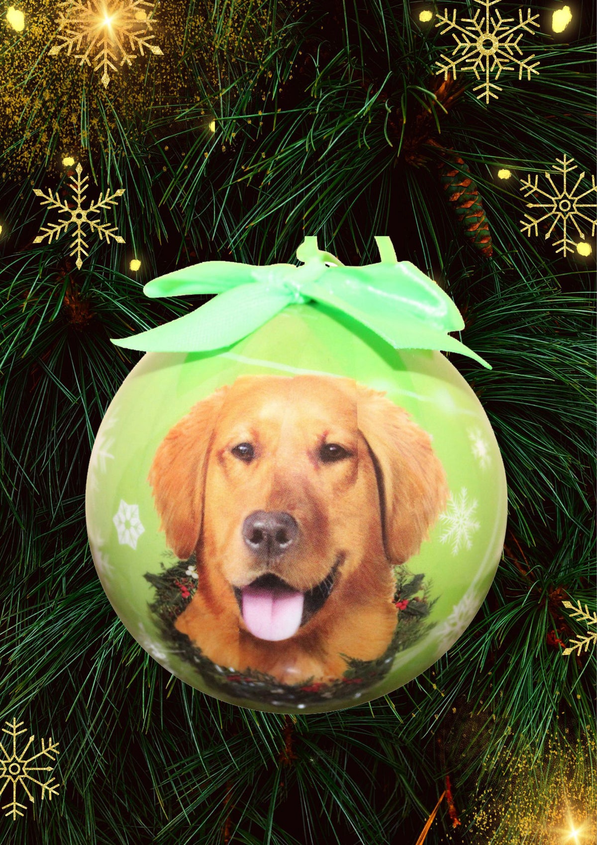 Golden Retriever Christmas Ball Ornament 6 Pack - OS / Light Green Ornaments Old Glory   