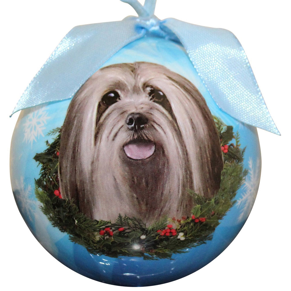 Lhasa Apso Christmas Ball Ornament 3 Pack - OS / Light Blue Ornaments Old Glory   