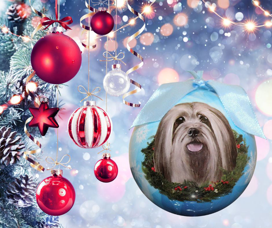 Lhasa Apso Christmas Ball Ornament 6 Pack - OS / Light Blue Ornaments Old Glory   