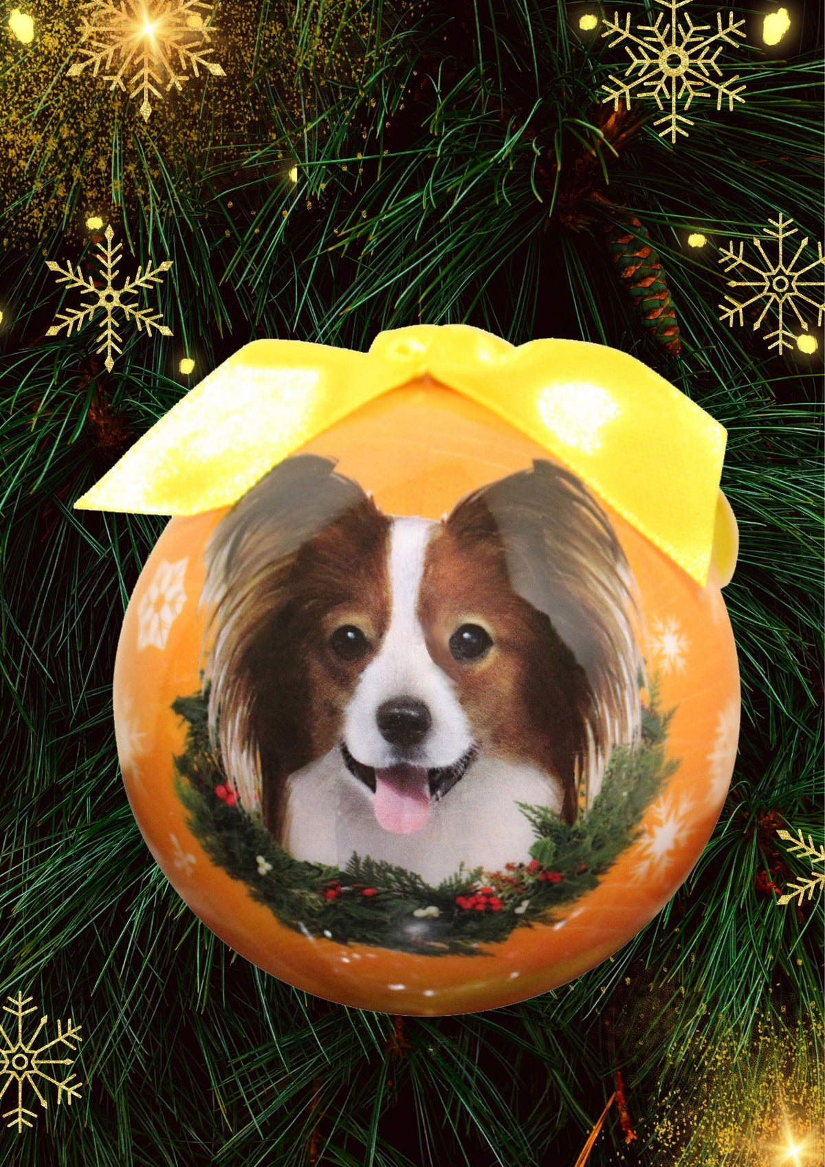 Papillon Christmas Ball Ornament 6 Pack - OS / Yellow Ornaments Old Glory   