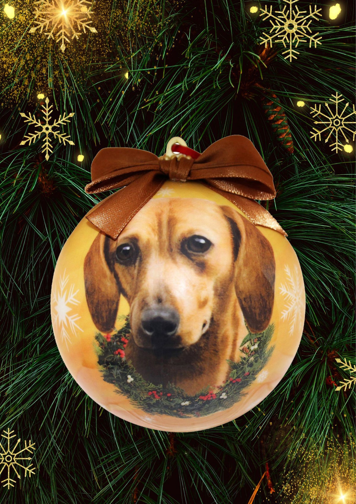 Red Dachshund Christmas Ball Ornament 3 Pack - OS / Yellow Ornaments Old Glory   