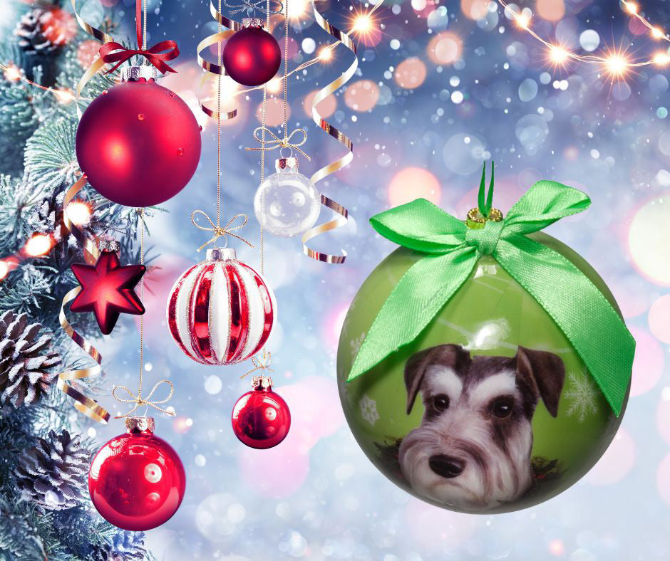 Schnauzer Uncropped Christmas Ball Ornament 3 Pack - OS / Green Ornaments Old Glory   