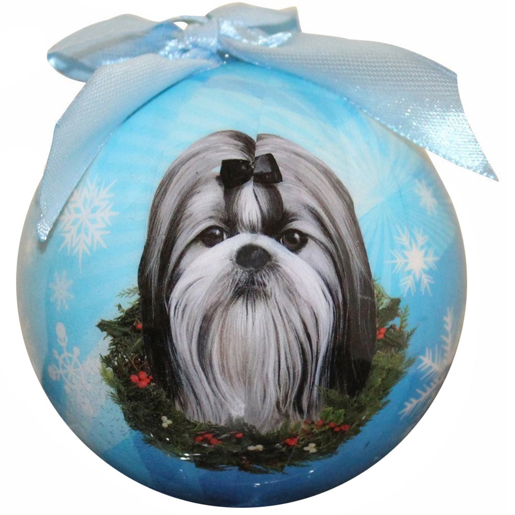 Shih Tzu Christmas Ball Ornament 6 Pack - OS / Light Blue Ornaments Old Glory   