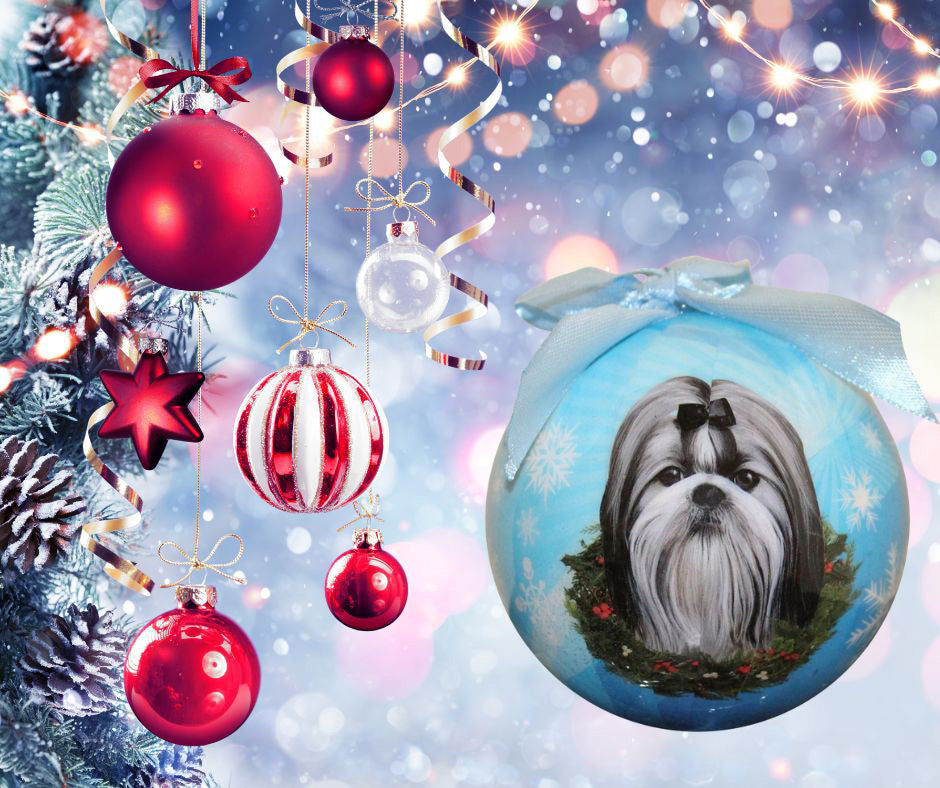 Shih Tzu Christmas Ball Ornament 6 Pack - OS / Light Blue Ornaments Old Glory   