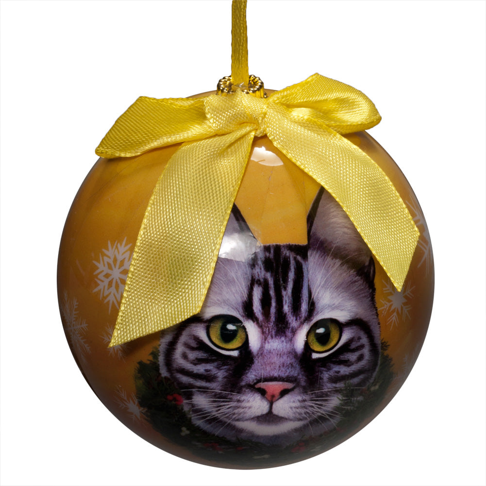 Silver Tabby Cat Christmas Ball Ornament 3 Pack - OS / Multi Ornaments Old Glory   