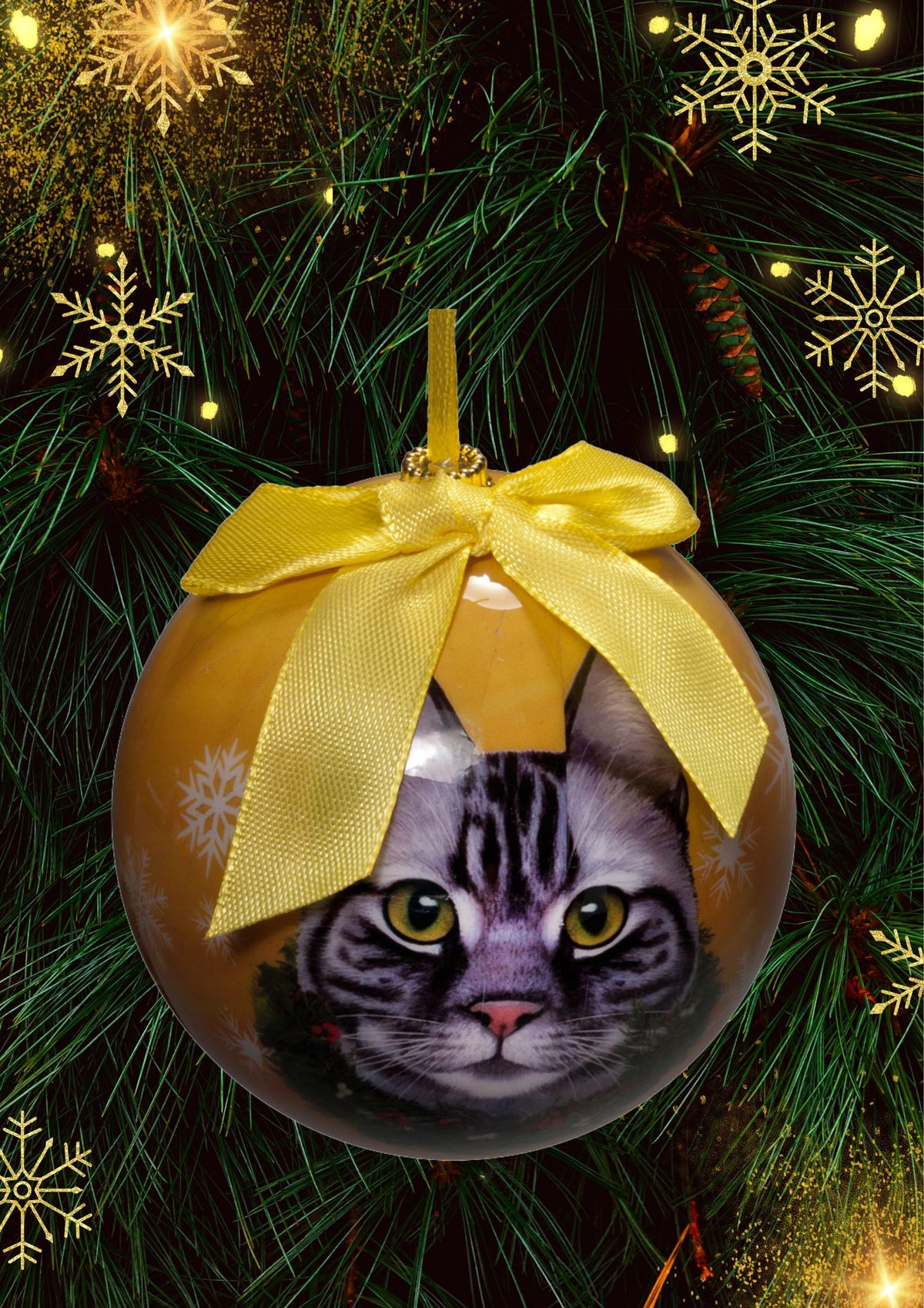 Silver Tabby Cat Christmas Ball Ornament 6 Pack - OS / Multi Ornaments Old Glory   