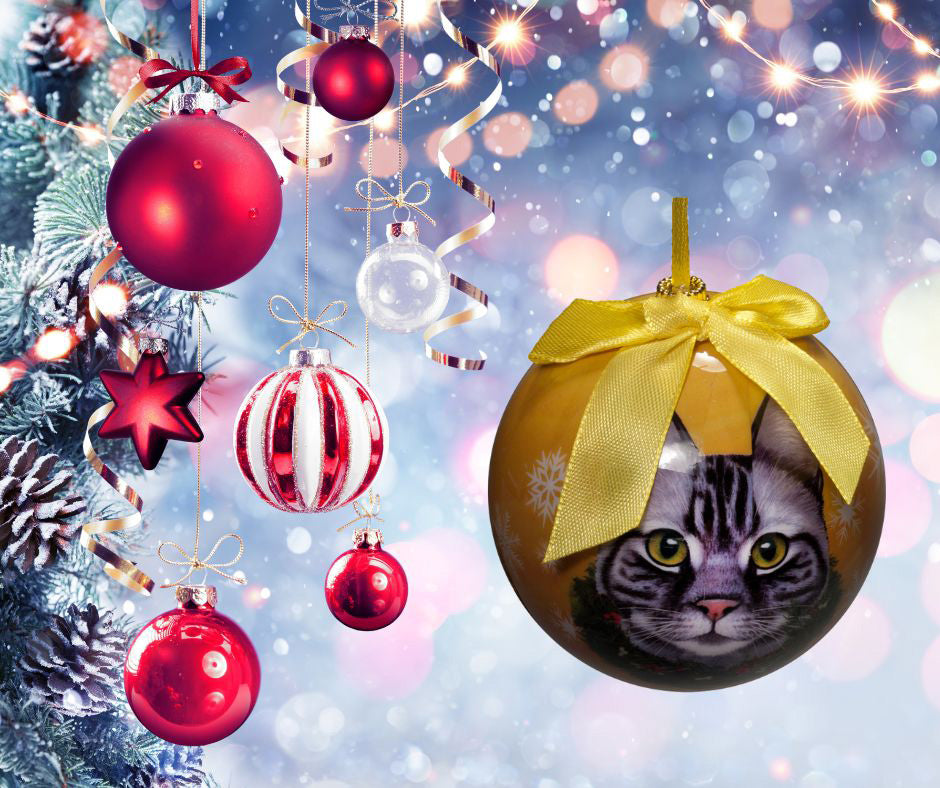 Silver Tabby Cat Christmas Ball Ornament 6 Pack - OS / Multi Ornaments Old Glory   