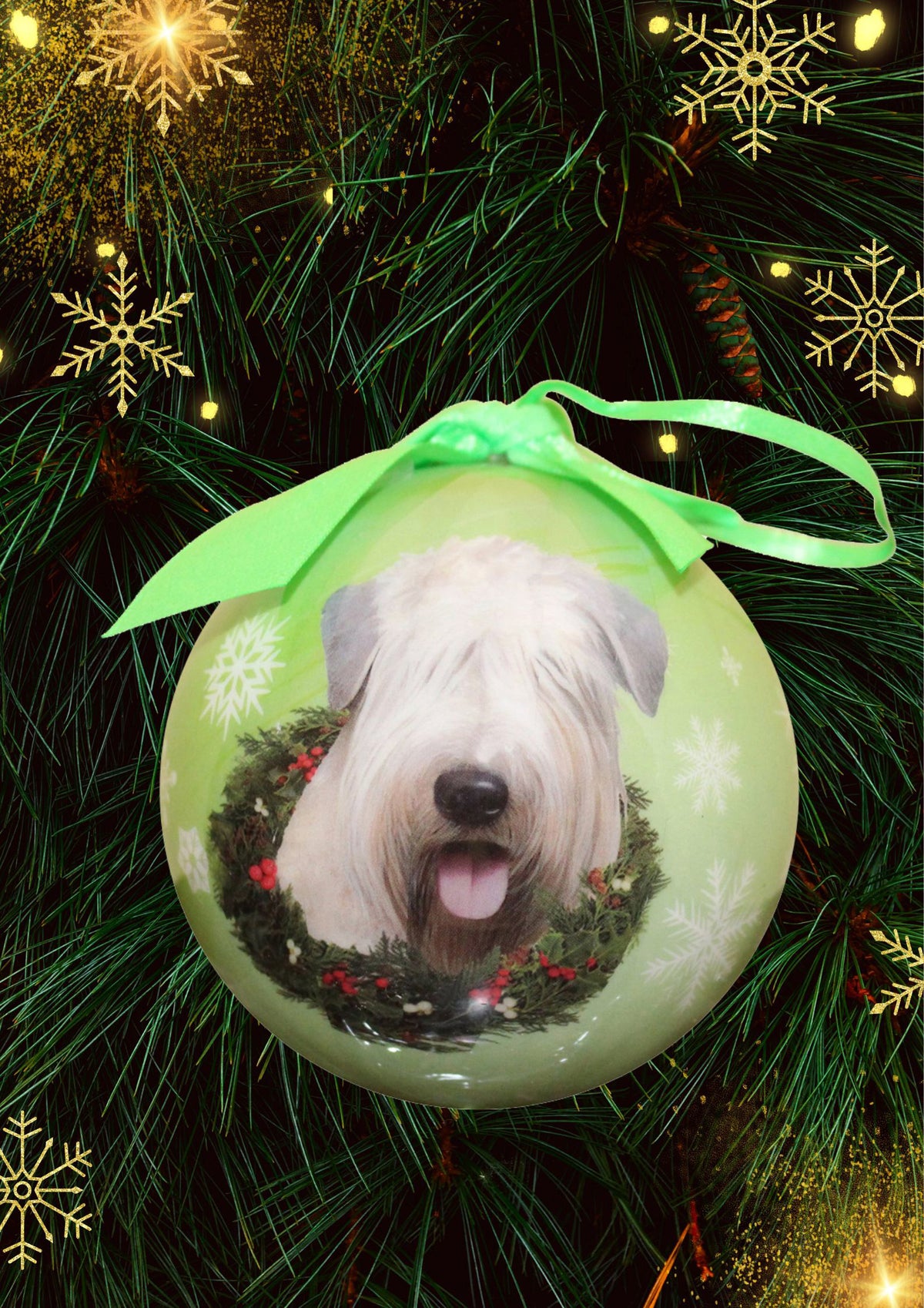 Soft Coated Wheaten Terrier Christmas Ball Ornament 6 Pack - OS / Light Green Ornaments Old Glory   