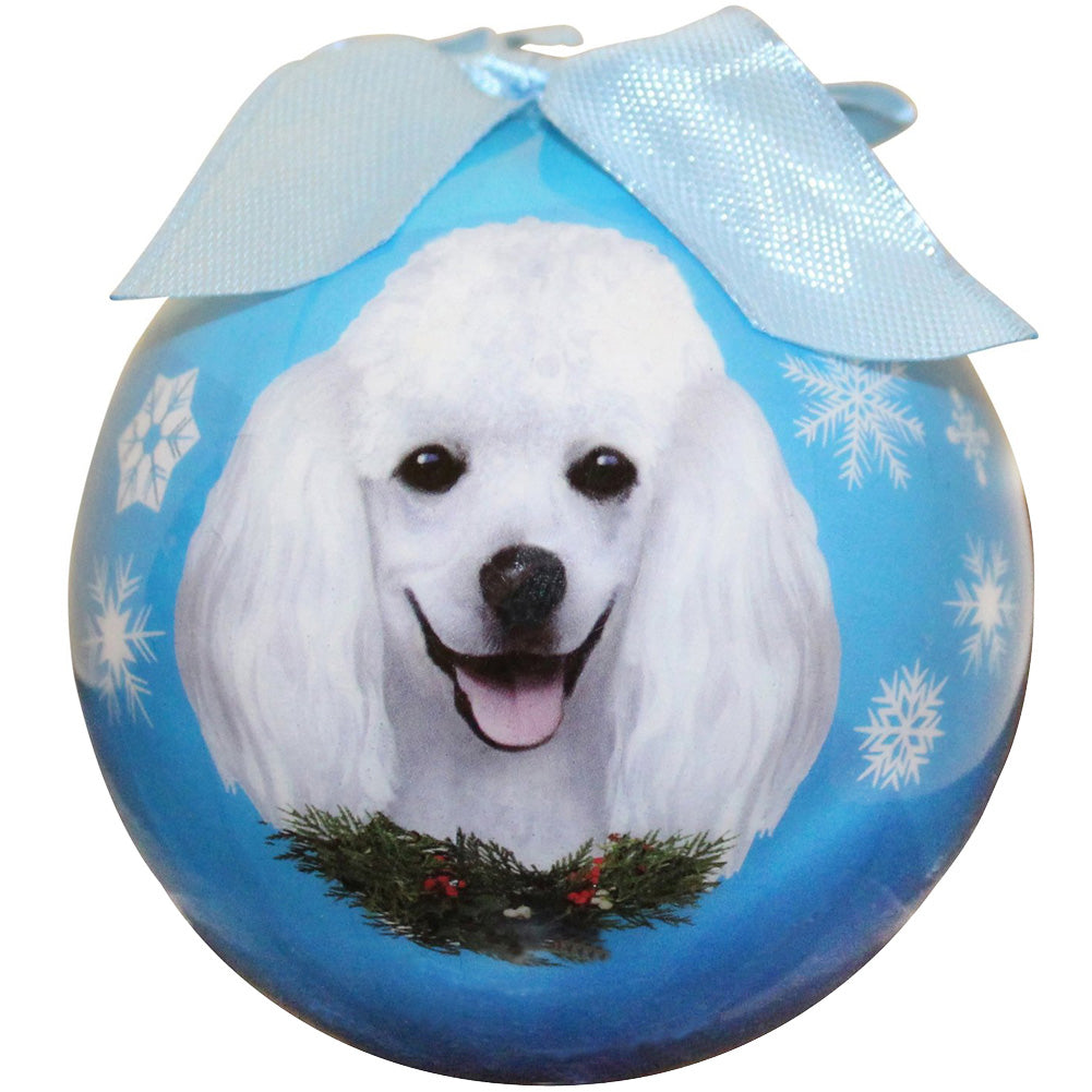 White Poodle Christmas Ball Ornament 6 Pack - OS / Light Blue Ornaments Old Glory   