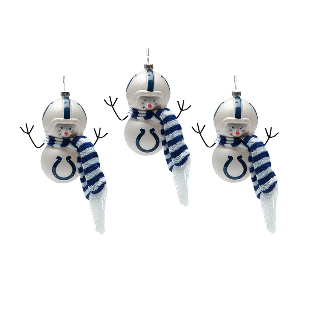 Indianapolis Colts - Blown Glass Snowman Ornament 3 Pack - OS / Multicoloured Ornaments Old Glory   