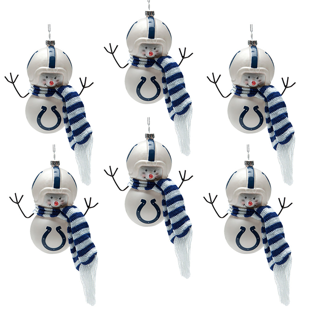 Indianapolis Colts - Blown Glass Snowman Ornament 6 Pack - OS / Multicoloured Ornaments Old Glory   