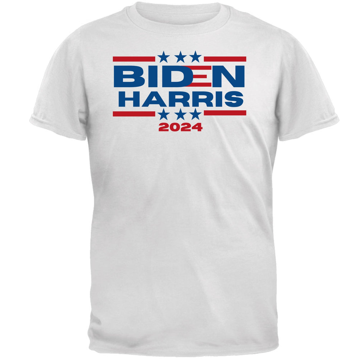 Election 2024 Biden Harris 2024 Triple Stars Mens T Shirt Men's T-Shirts Oldglory.com SM White 