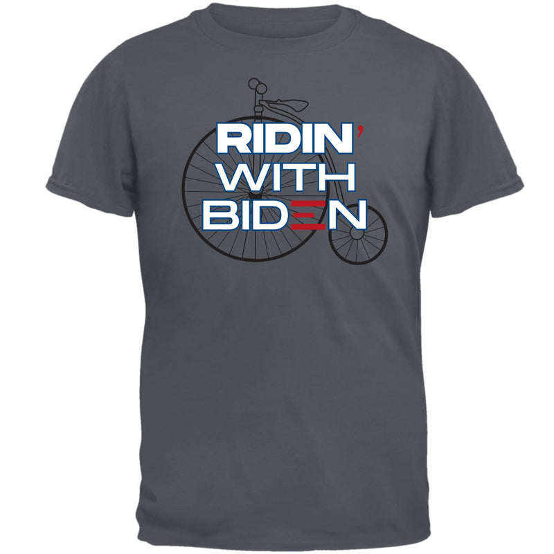 Election 2024 Ridin With Biden Vintage Bike Mens T Shirt Men's T-Shirts Oldglory.com SM Charcoal 