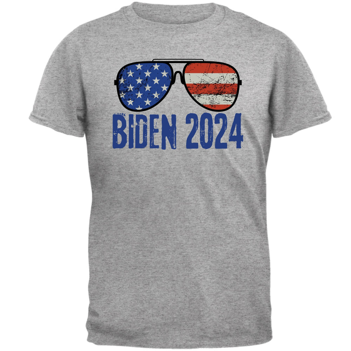 Election 2024 Biden USA Patriotic Aviator Glasses Mens T Shirt Men's T-Shirts Oldglory.com SM Heather Grey 