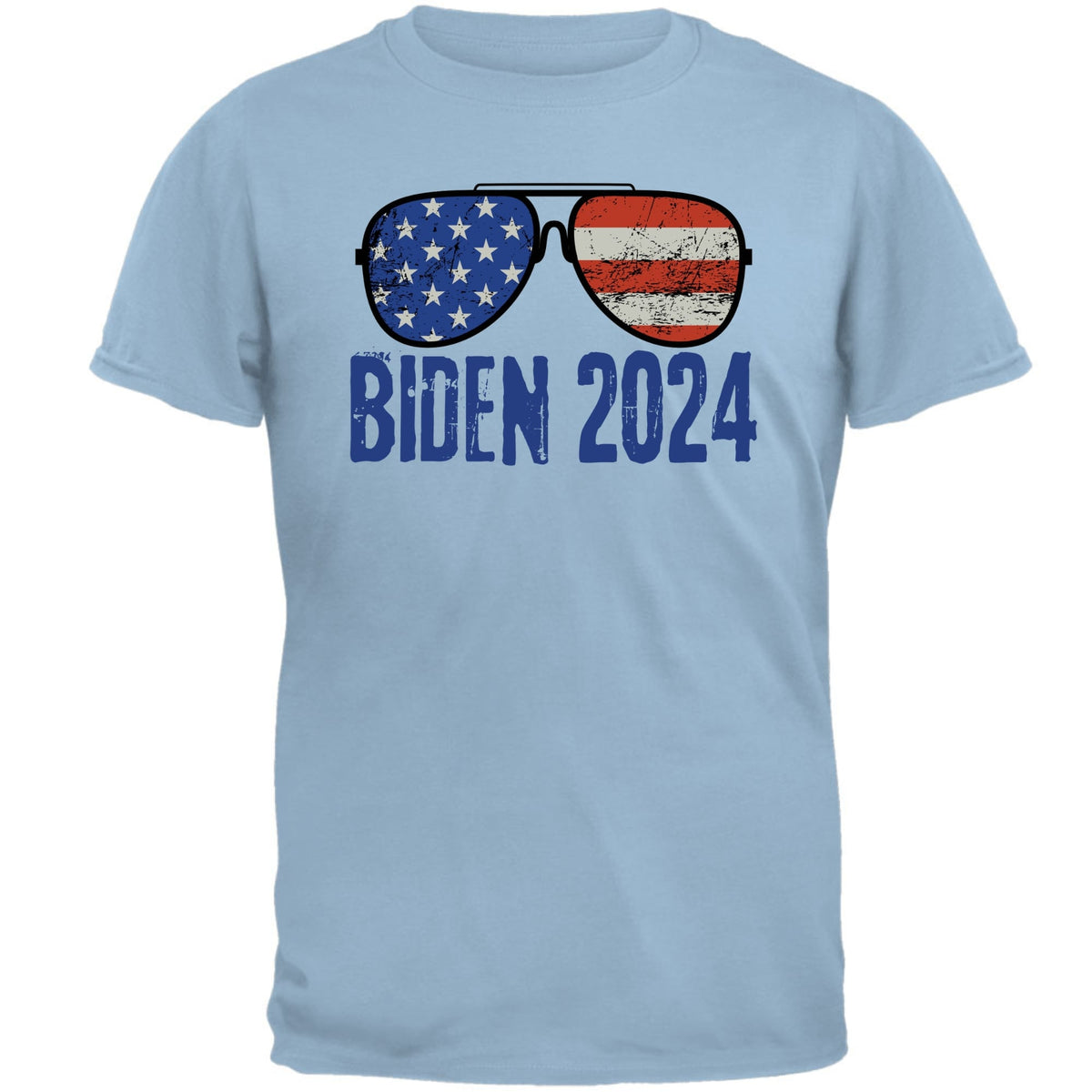 Election 2024 Biden USA Patriotic Aviator Glasses Mens T Shirt Men's T-Shirts Oldglory.com SM Light Blue 