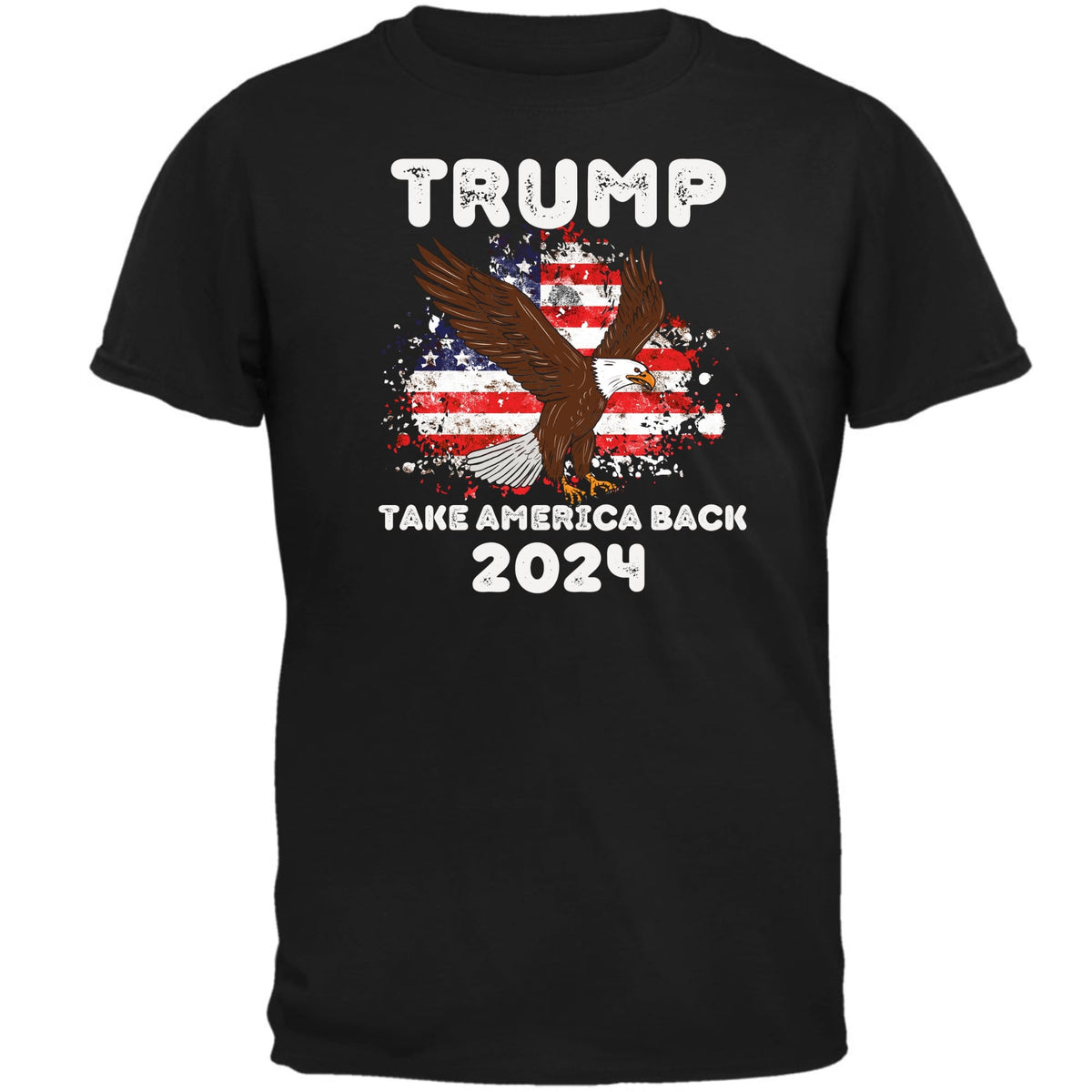 Election 2024 Trump Take America Back 2024 Patriotic Eagle Mens T Shirt Men's T-Shirts Oldglory.com SM Black 