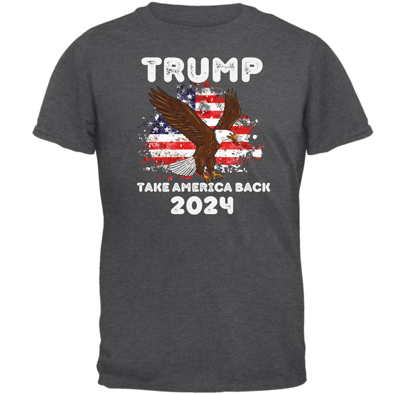 Election 2024 Trump Take America Back 2024 Patriotic Eagle Mens T Shirt Men's T-Shirts Oldglory.com SM Dark Heather 