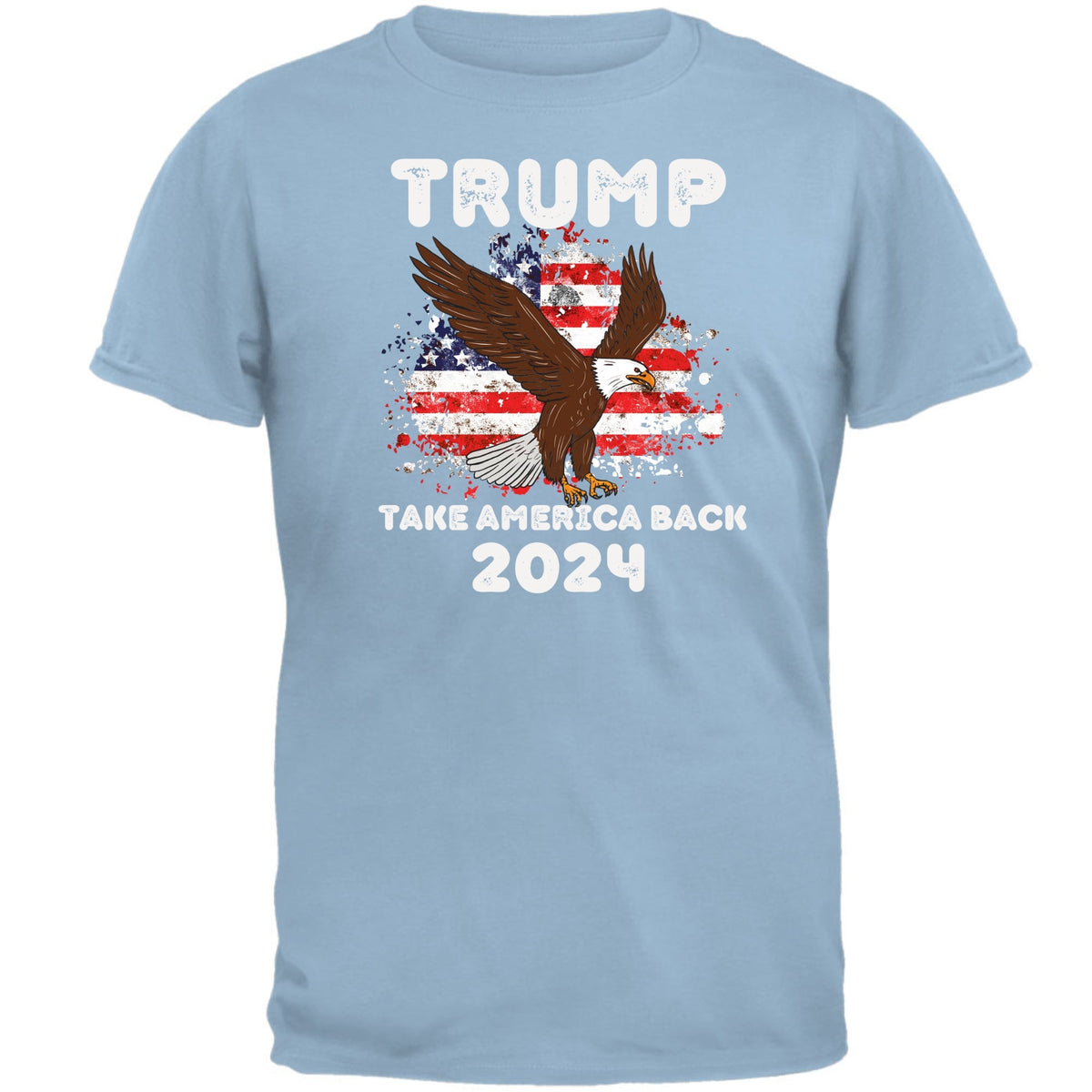 Election 2024 Trump Take America Back 2024 Patriotic Eagle Mens T Shirt Men's T-Shirts Oldglory.com SM Light Blue 