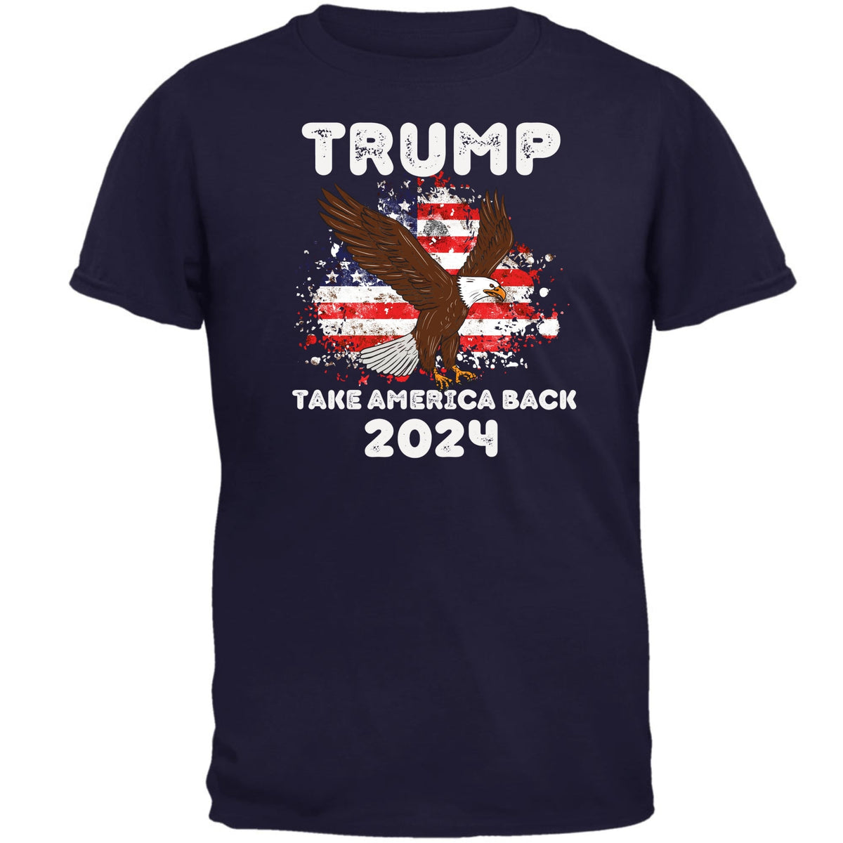 Election 2024 Trump Take America Back 2024 Patriotic Eagle Mens T Shirt Men's T-Shirts Oldglory.com SM Navy 