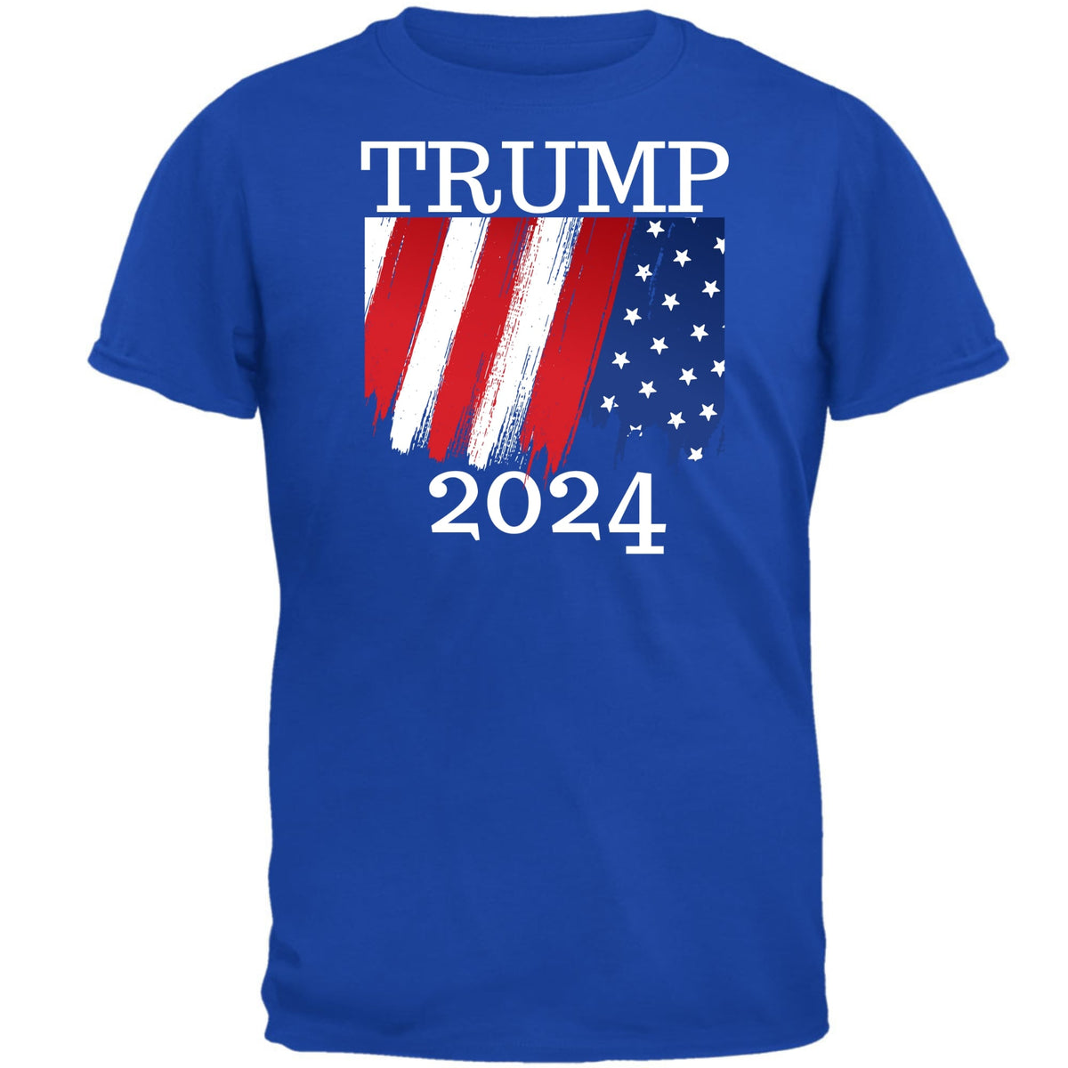 Election 2024 Trump 2024 Paint Stroke American Flag Mens T Shirt Men's T-Shirts Oldglory.com SM Royal 