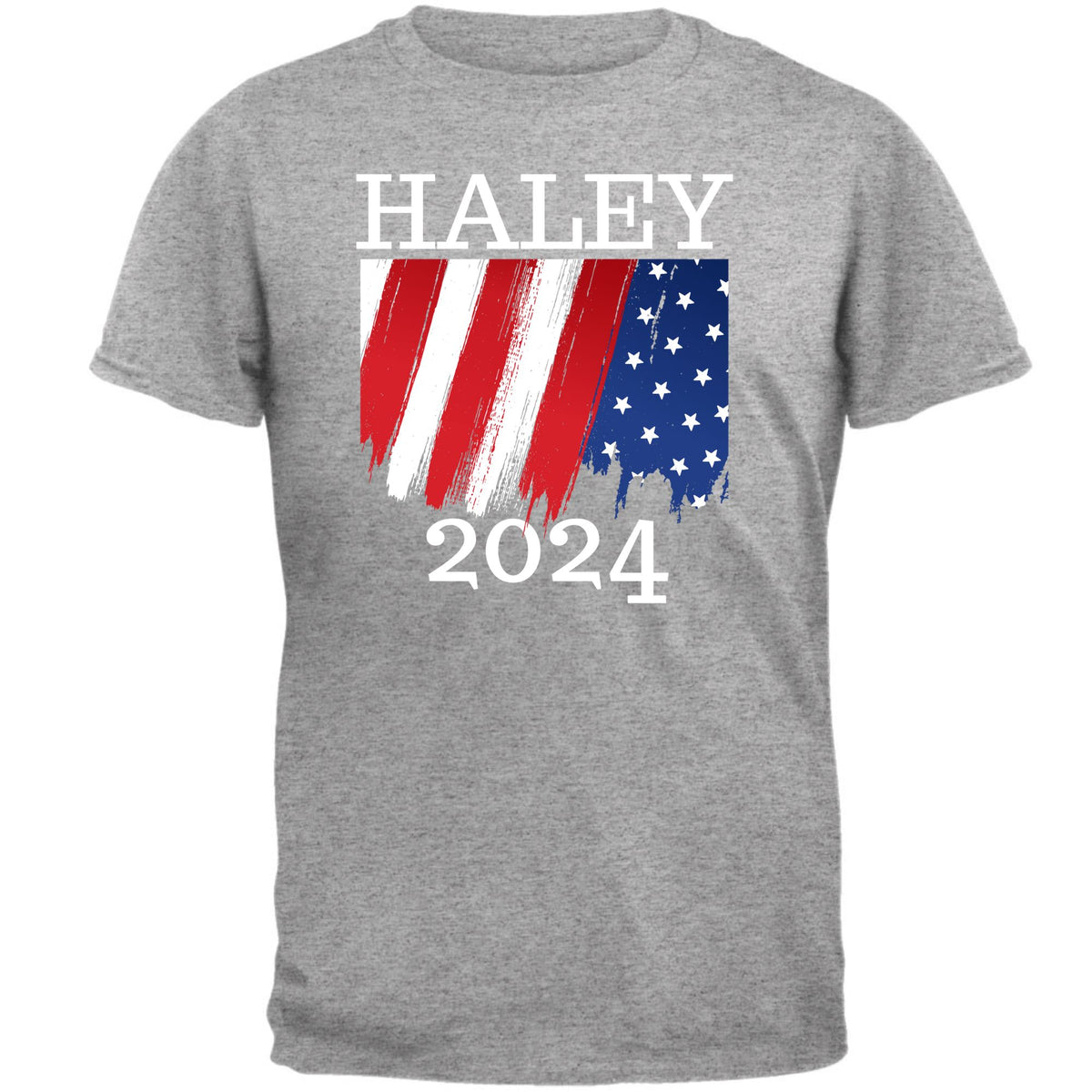 Election 2024 Haley 2024 Paint Stroke American Flag Mens T Shirt Men's T-Shirts Oldglory.com SM Heather Grey 