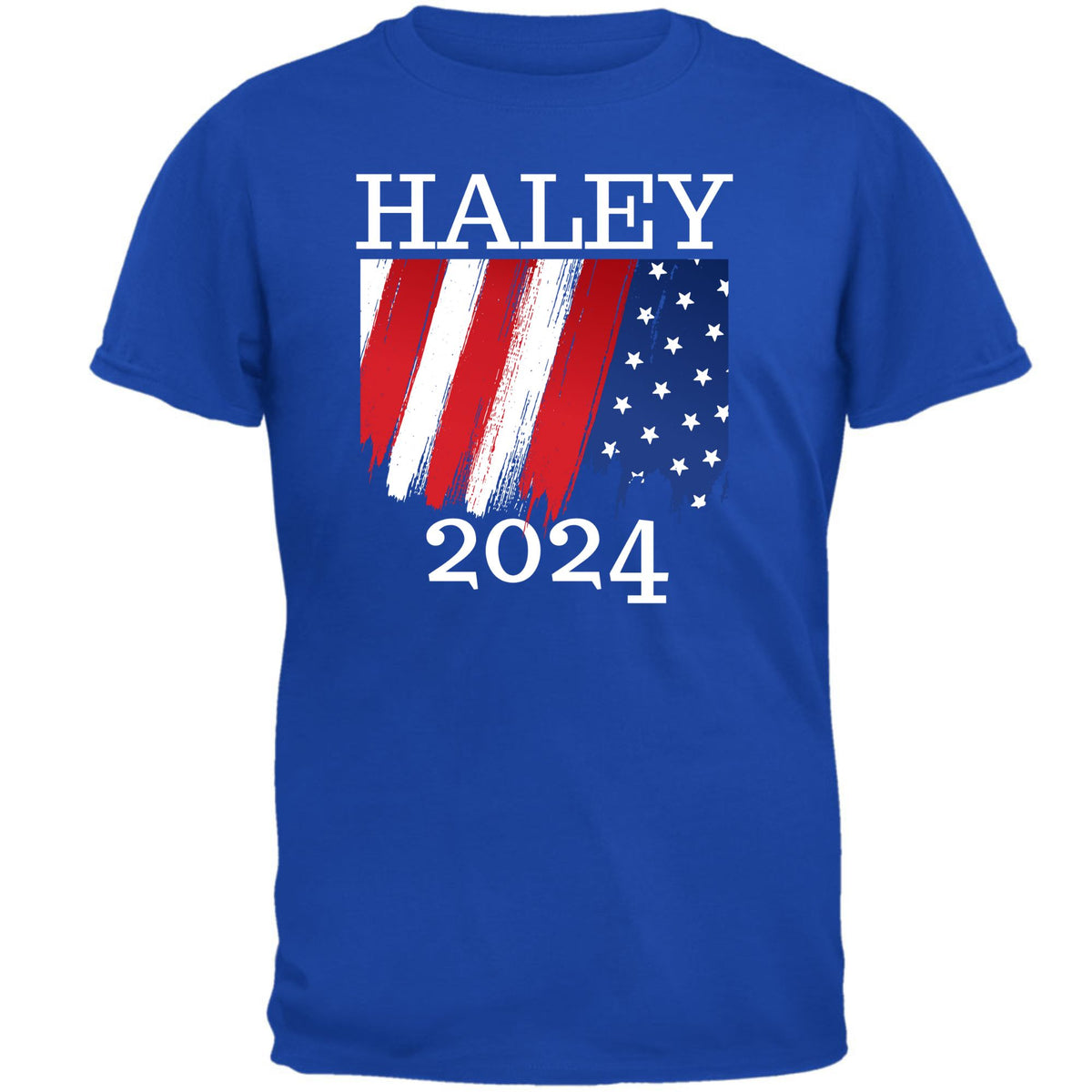 Election 2024 Haley 2024 Paint Stroke American Flag Mens T Shirt Men's T-Shirts Oldglory.com SM Royal 