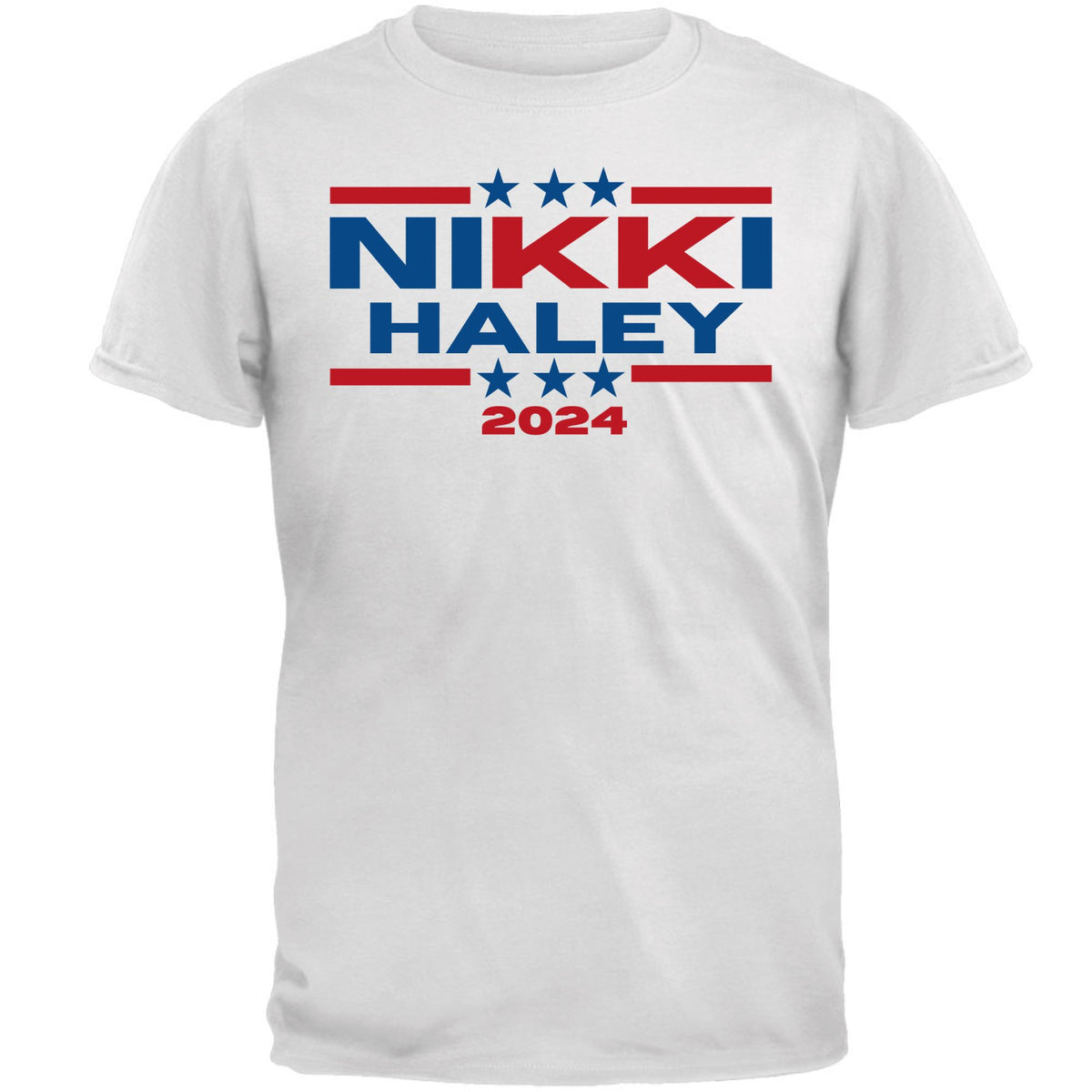 Election 2024 Nikki Haley 2024 Triple Stars Mens T Shirt Men's T-Shirts Oldglory.com SM White 