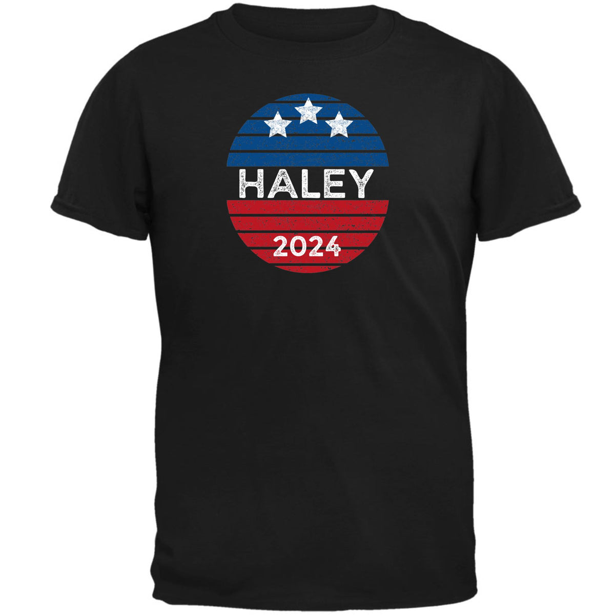 Election 2024 Nikki Haley Patriotic Vintage Sunset 2024 Mens T Shirt Men's T-Shirts Oldglory.com SM Black 