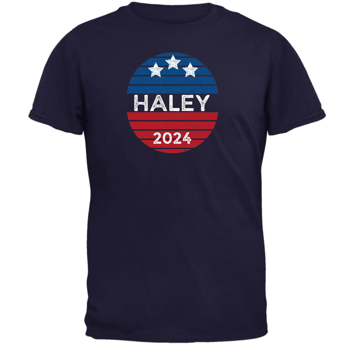 Election 2024 Nikki Haley Patriotic Vintage Sunset 2024 Mens T Shirt Men's T-Shirts Oldglory.com SM Navy 