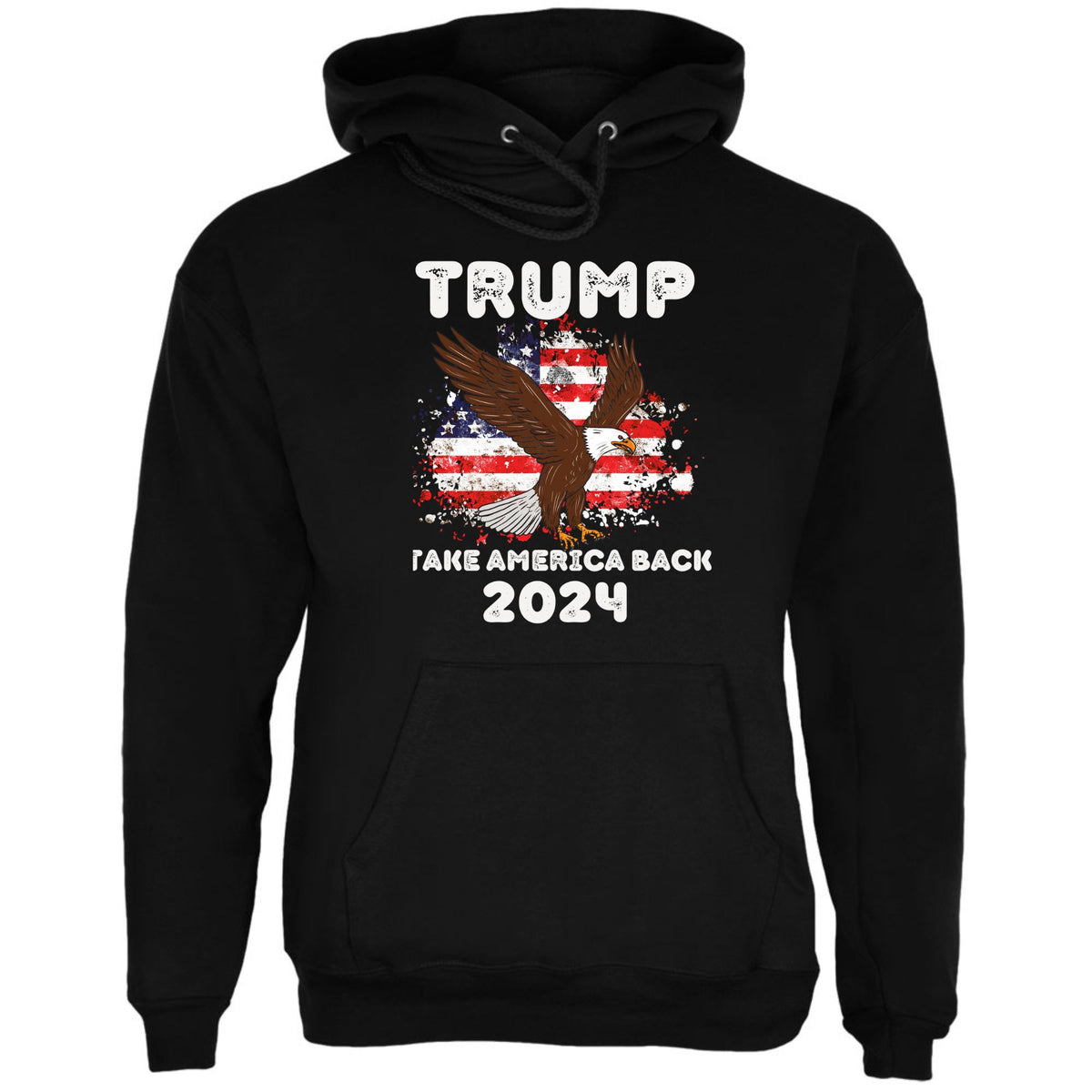 Election 2024 Trump Take America Back 2024 Patriotic Eagle Mens Pullover Hoodie Men's Hoodies Oldglory.com SM Black 