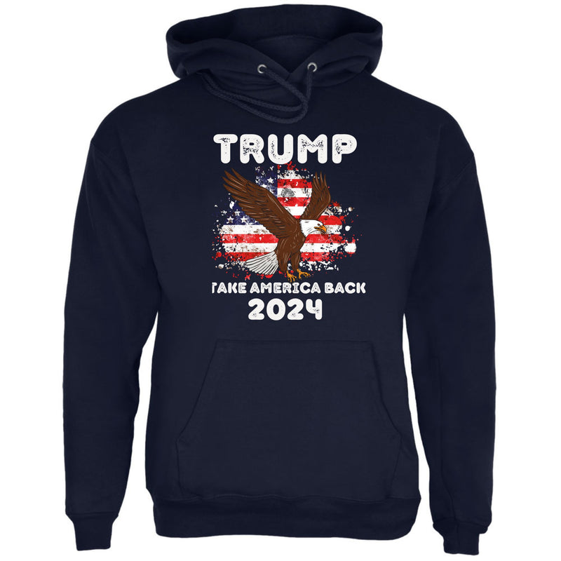 Election 2024 Trump Take America Back 2024 Patriotic Eagle Mens Pullover Hoodie Men's Hoodies Oldglory.com SM Navy 