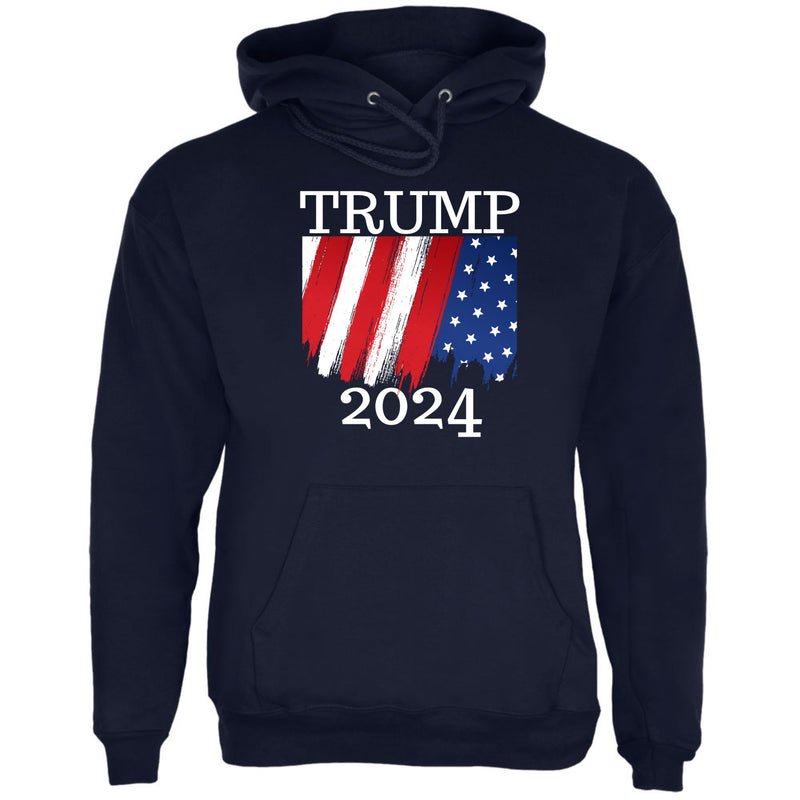 Election 2024 Trump 2024 Paint Stroke American Flag Mens Pullover Hoodie Men's Hoodies Oldglory.com SM Navy 