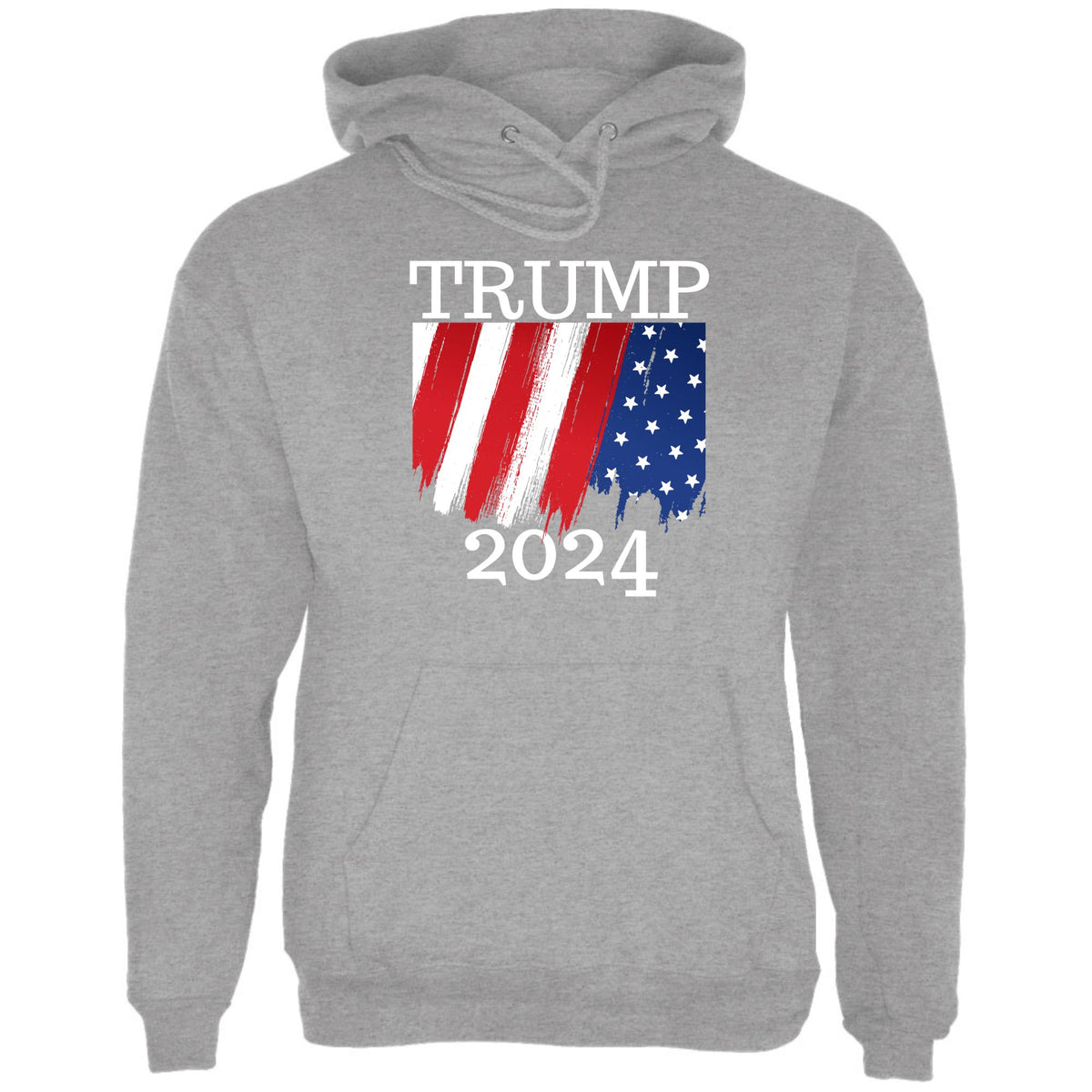 Election 2024 Trump 2024 Paint Stroke American Flag Mens Pullover Hoodie Men's Hoodies Oldglory.com SM Heather Grey 