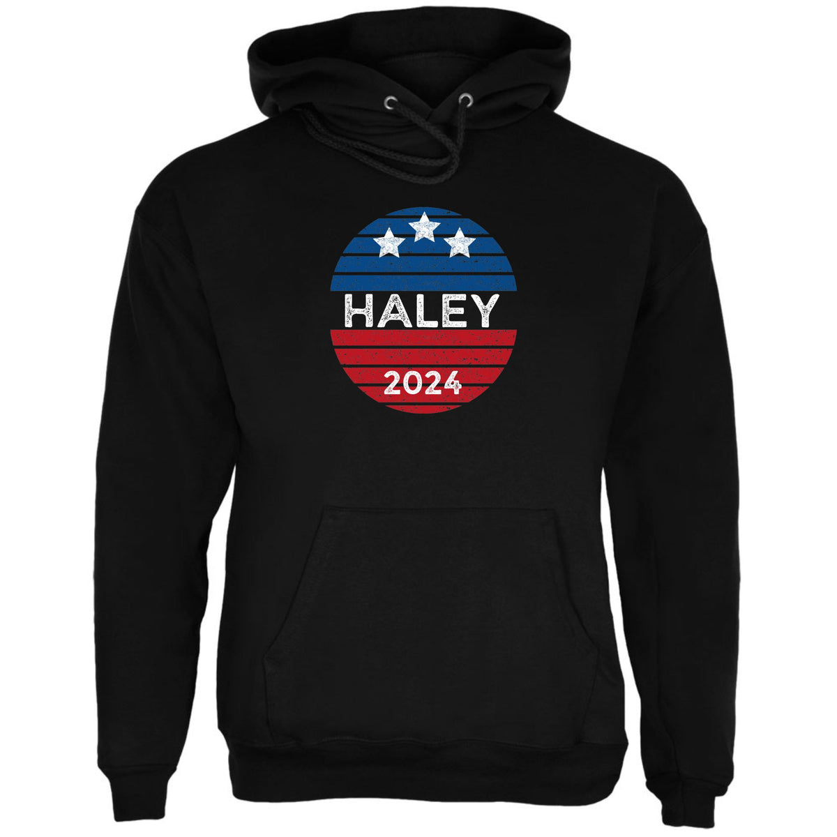 Election 2024 Nikki Haley Patriotic Vintage Sunset 2024 Mens Pullover Hoodie Men's Hoodies Oldglory.com SM Black 