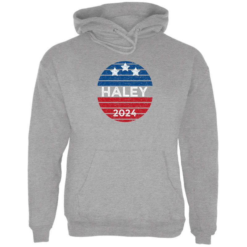 Election 2024 Nikki Haley Patriotic Vintage Sunset 2024 Mens Pullover Hoodie Men's Hoodies Oldglory.com SM Heather Grey 