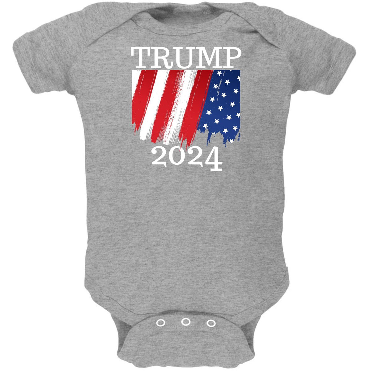 Election 2024 Trump 2024 Paint Stroke American Flag Baby One Piece Baby One Piece Oldglory.com 3M Heather Grey 