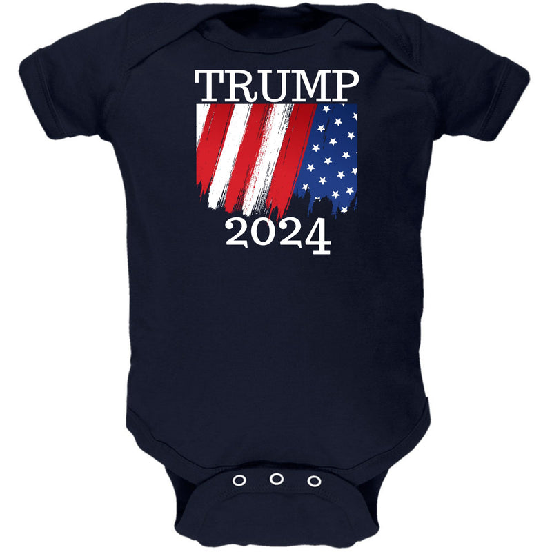 Election 2024 Trump 2024 Paint Stroke American Flag Baby One Piece Baby One Piece Oldglory.com NB Navy 