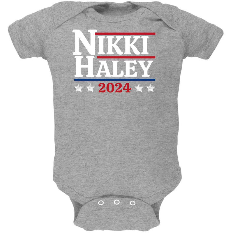 Election 2024 Nikki Haley 2024 Baby One Piece Baby One Piece Oldglory.com 3M Heather Grey 