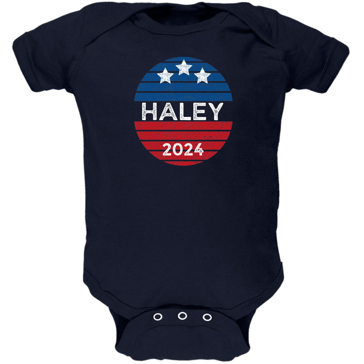 Election 2024 Nikki Haley Patriotic Vintage Sunset 2024 Baby One Piece Baby One Piece Oldglory.com NB Navy 