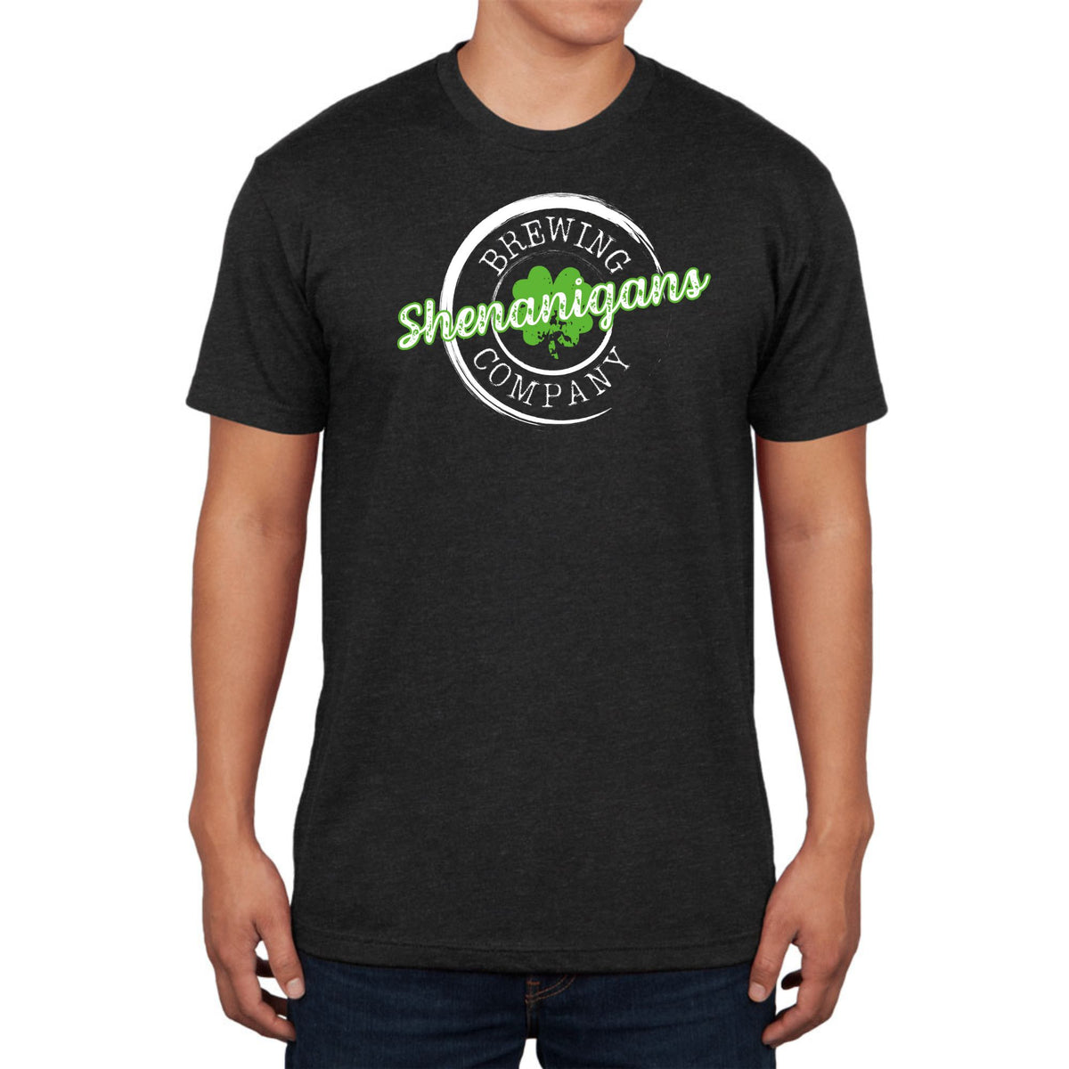 St Patricks Day Shenanigans Brewing Company Mens Tri-Blend T Shirt Men's T-Shirts Oldglory.com SM Vintage Black 