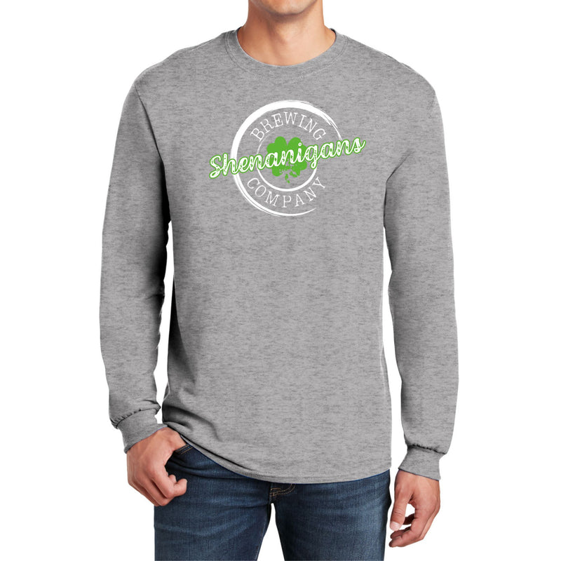 St Patricks Day Shenanigans Brewing Company Mens Long Sleeve T Shirt Men's Long Sleeves Oldglory.com SM Heather Grey 