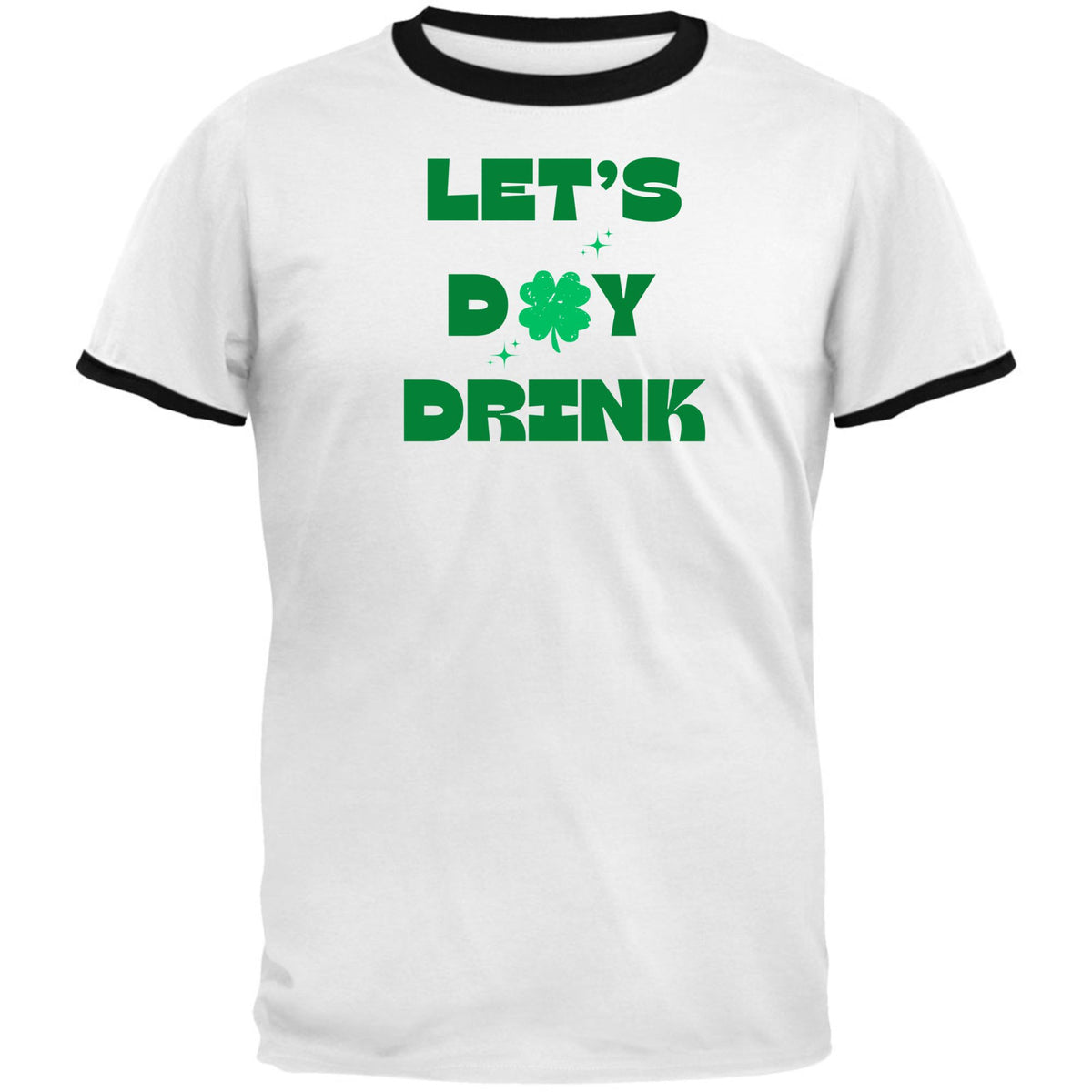 St Patricks Day Lets Day Drink Mens Ringer T Shirt Men's T-Shirts Oldglory.com SM White-Black 