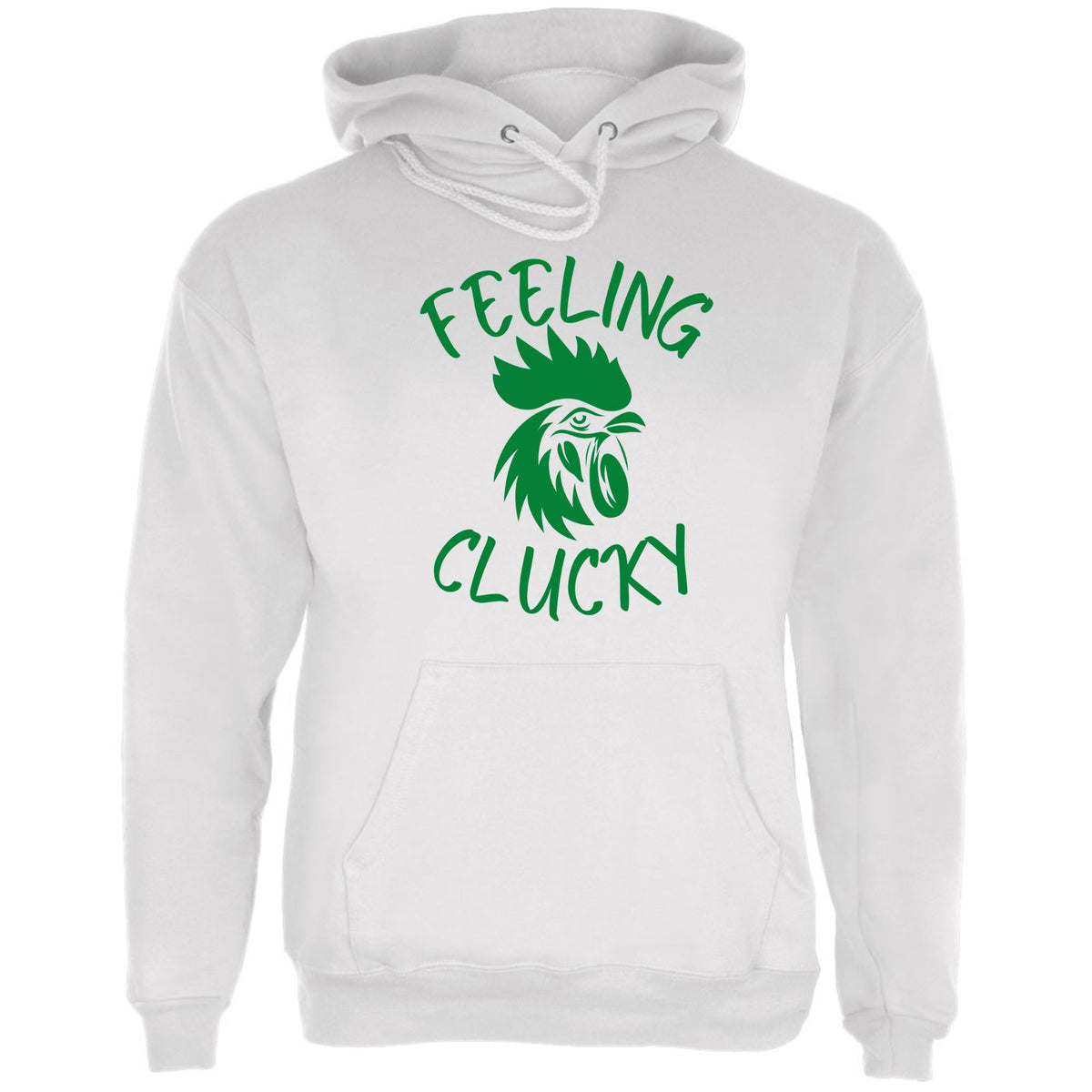 St Patricks Day Feeling Clucky Mens Hoodie Men's Hoodies Oldglory.com SM White 