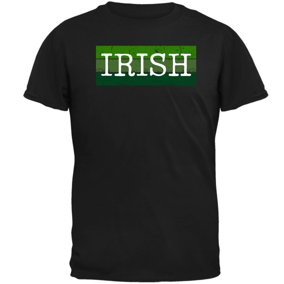 St Patricks Day Distressed Irish Typeset Mens T Shirt Men's T-Shirts Oldglory.com SM Black 