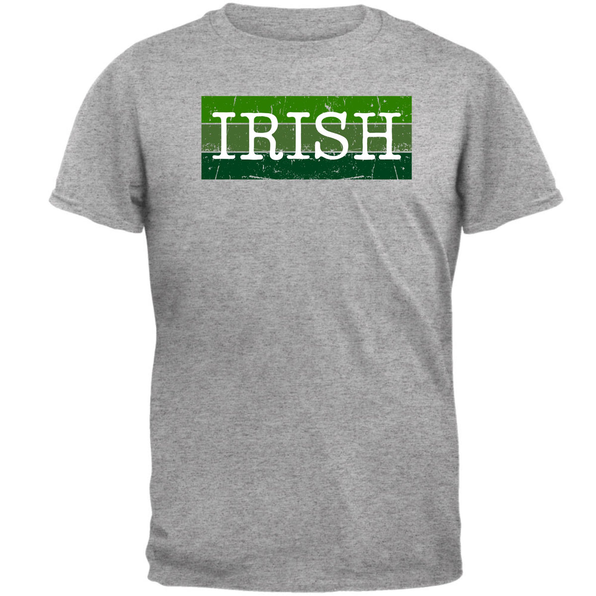 St Patricks Day Distressed Irish Typeset Mens T Shirt Men's T-Shirts Oldglory.com SM Heather Grey 